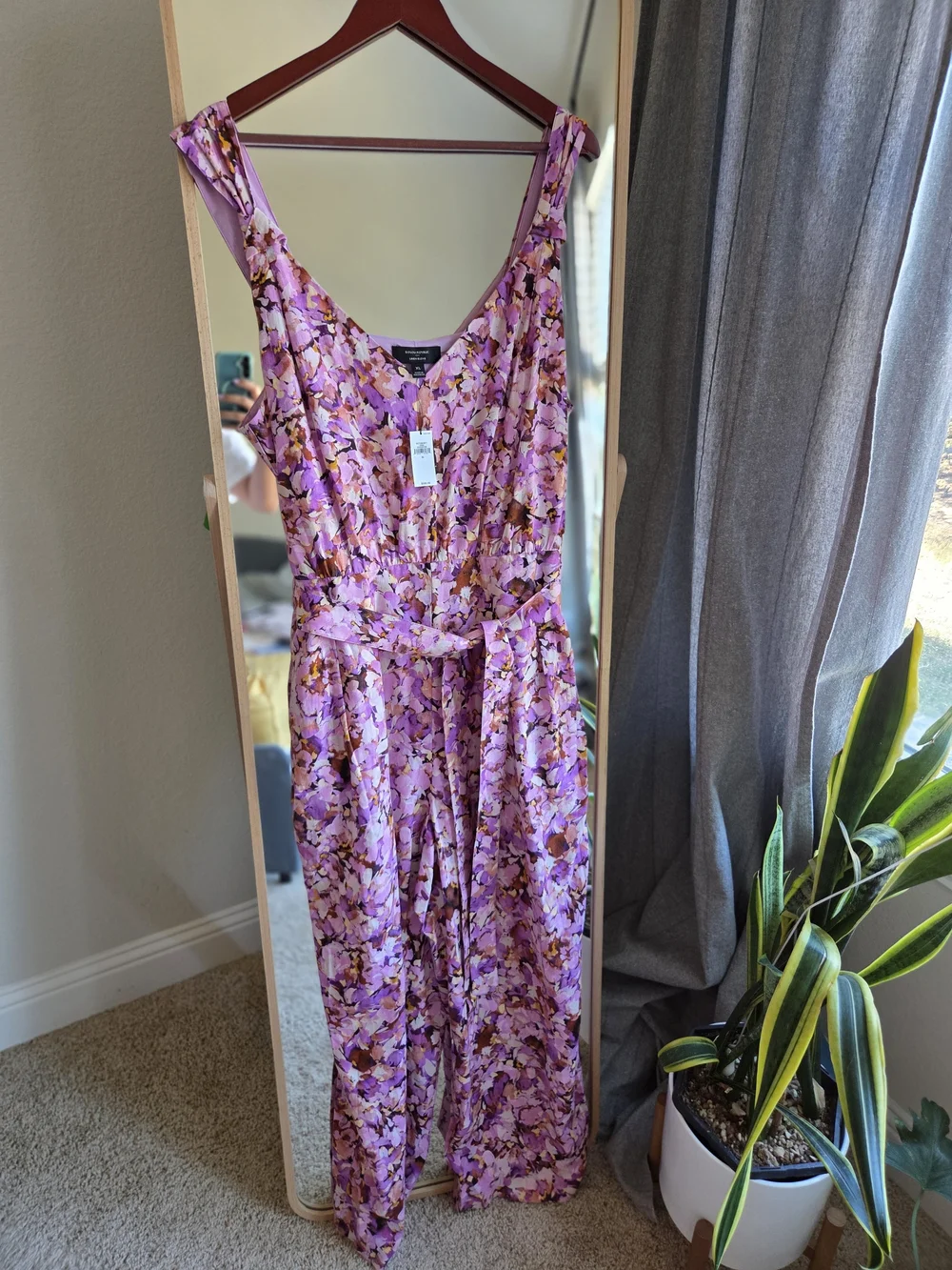 Banana Republic Linen Blend Pink Floral V-Neck Wide-Leg Jumpsuit Size XL NWT
